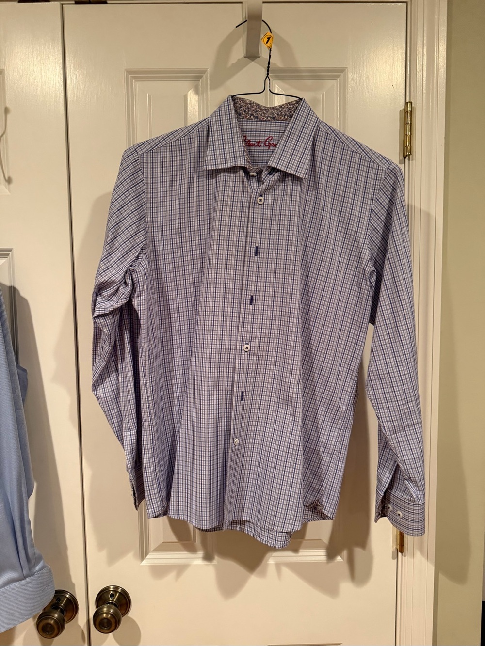 Robert Graham Light Blue and White Check Dress Shirt